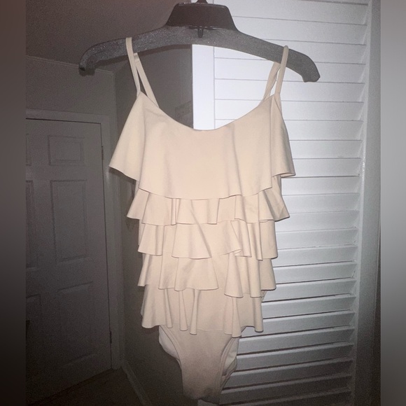Michael Kors one piece ruffled tan swimsuit. Brand new - Picture 2 of 4